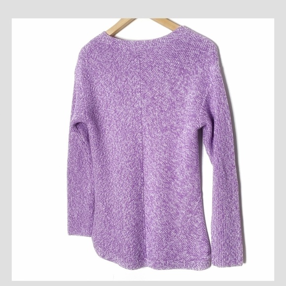 Talbots Shaker Stitch Sweater Pima Cotton Marled Purple Crew Neck Size Small - Picture 3 of 12